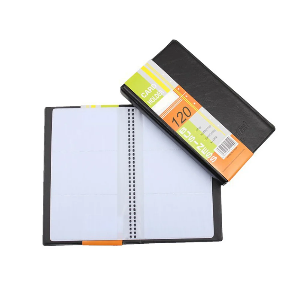 حقيبة تخزين سوداء لتنظيم بطاقات العمل مكونة من 120 فتحة لبطاقات أسماء الائتمان وحامل اسم كتاب الأعمال