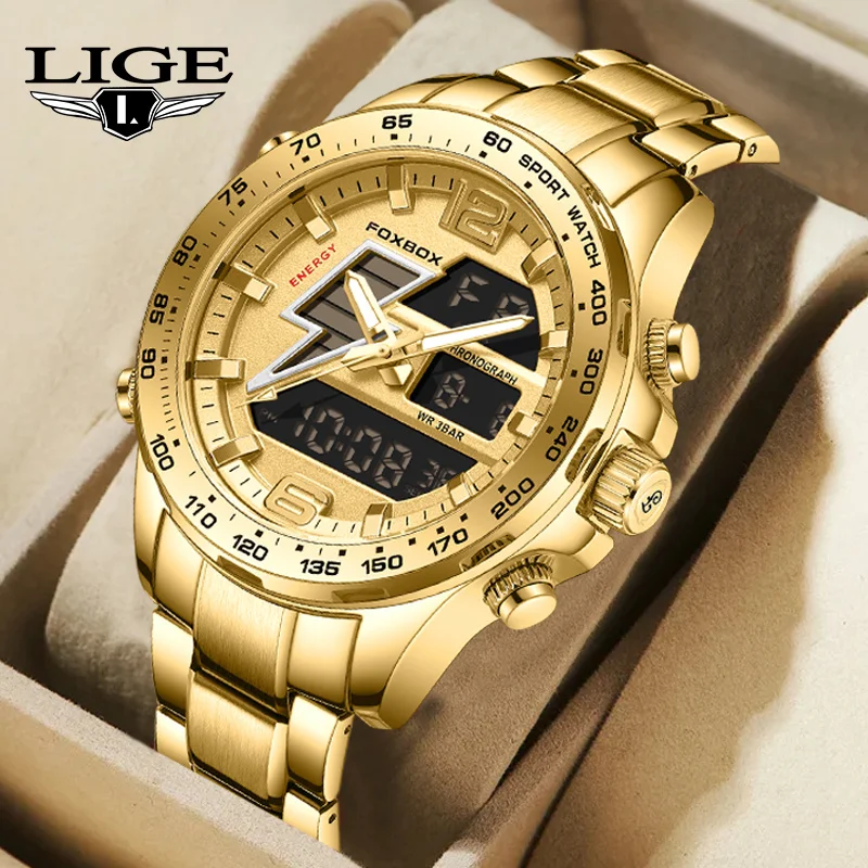 Reloj Hombre LIGE Luxury Men's Watches Military Sports Calendar Man Watch Fashion Luminous Waterproof LED Display Quartz Watch