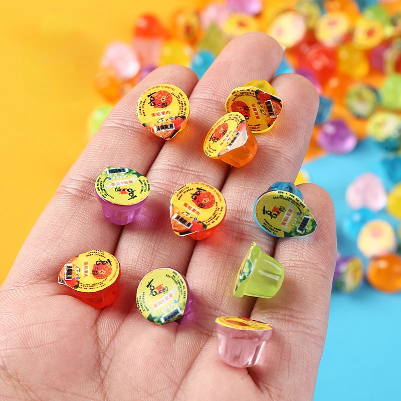 10pcs Diy Mini Resin Kawaii Jelly 3D Miniature Mini Figures Crafts Room Decoration Sculptures Statue Phone Hair Clip Accessories