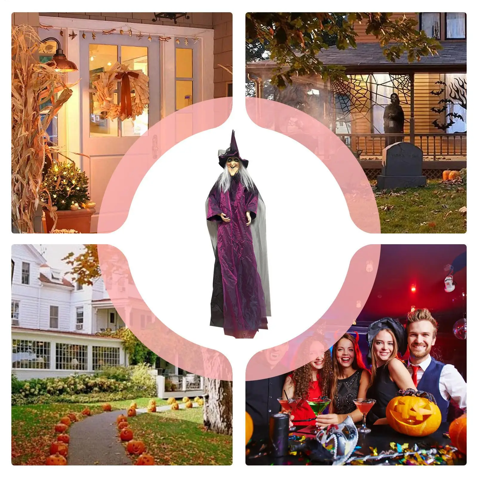 Halloween Talking Witch Sound Activation Spooky Animatronic Witch Halloween Party Decorations With Scary Sound Effect view 5