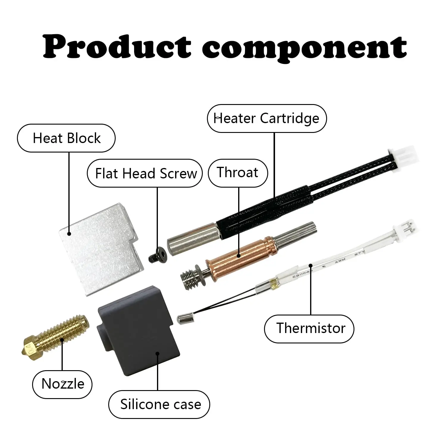 1–5 Satz für Anycubic Kobra 3 Combo Hotend mit Heatbreak-Düse, Thermistor-Hals-Heizblock für Anycubic Kobra 3 Druckkopf – Detail 3