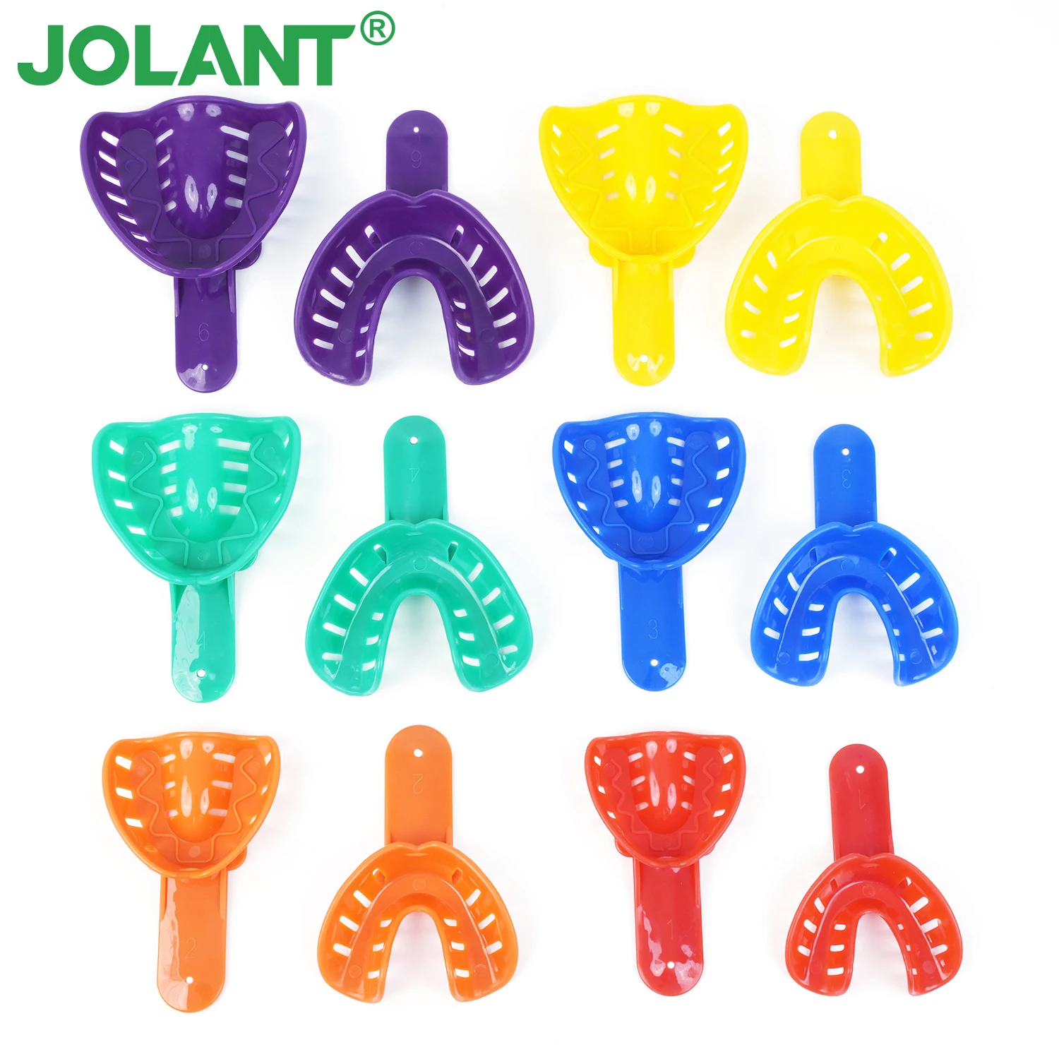 JOLANT 12pcs/Kit Dental Impression Trays Plastic Teeth Holder Trays Tools Autoclavable for Childrens Adults Small Middle Large