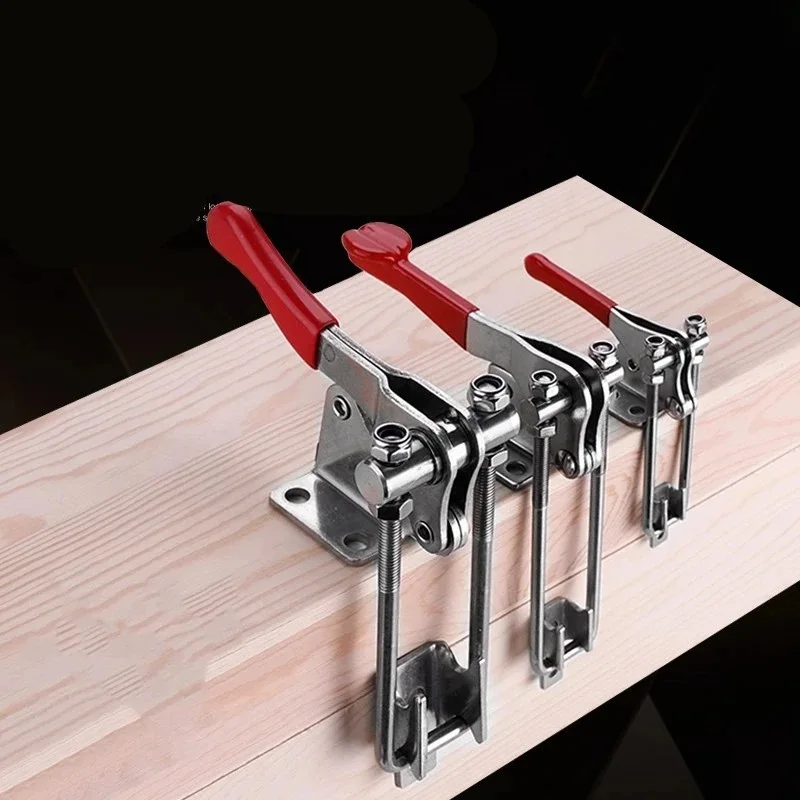 2Pcs Iron SUS304 90 Degrees  Toggle Hasp Latch Adjustable U Bolt Industrial Box Case