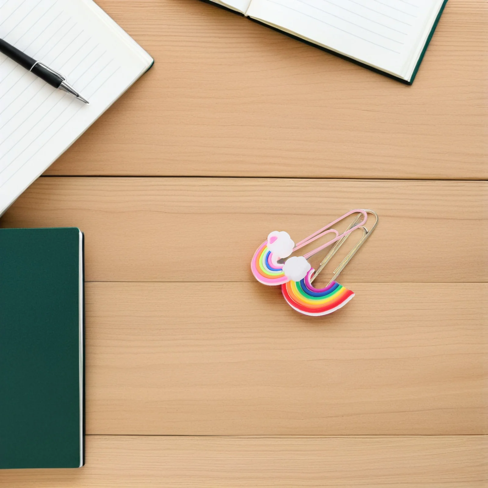 20pcs Colorful Bookmarks Paper Clips Rainbow Shaped Plastic Office Supplies Small Document Clips For Diy Stationery Organization