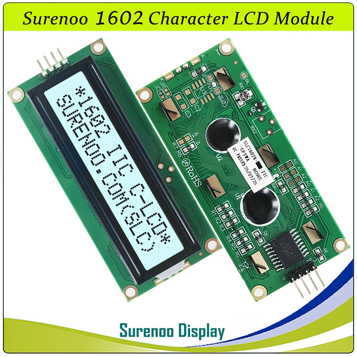 Surenoo 162 16X2 1602 Serial IIC I2C Character LCD Module Display Screen Panel LCM STN Yellow Green Blue White 5V for Arduino