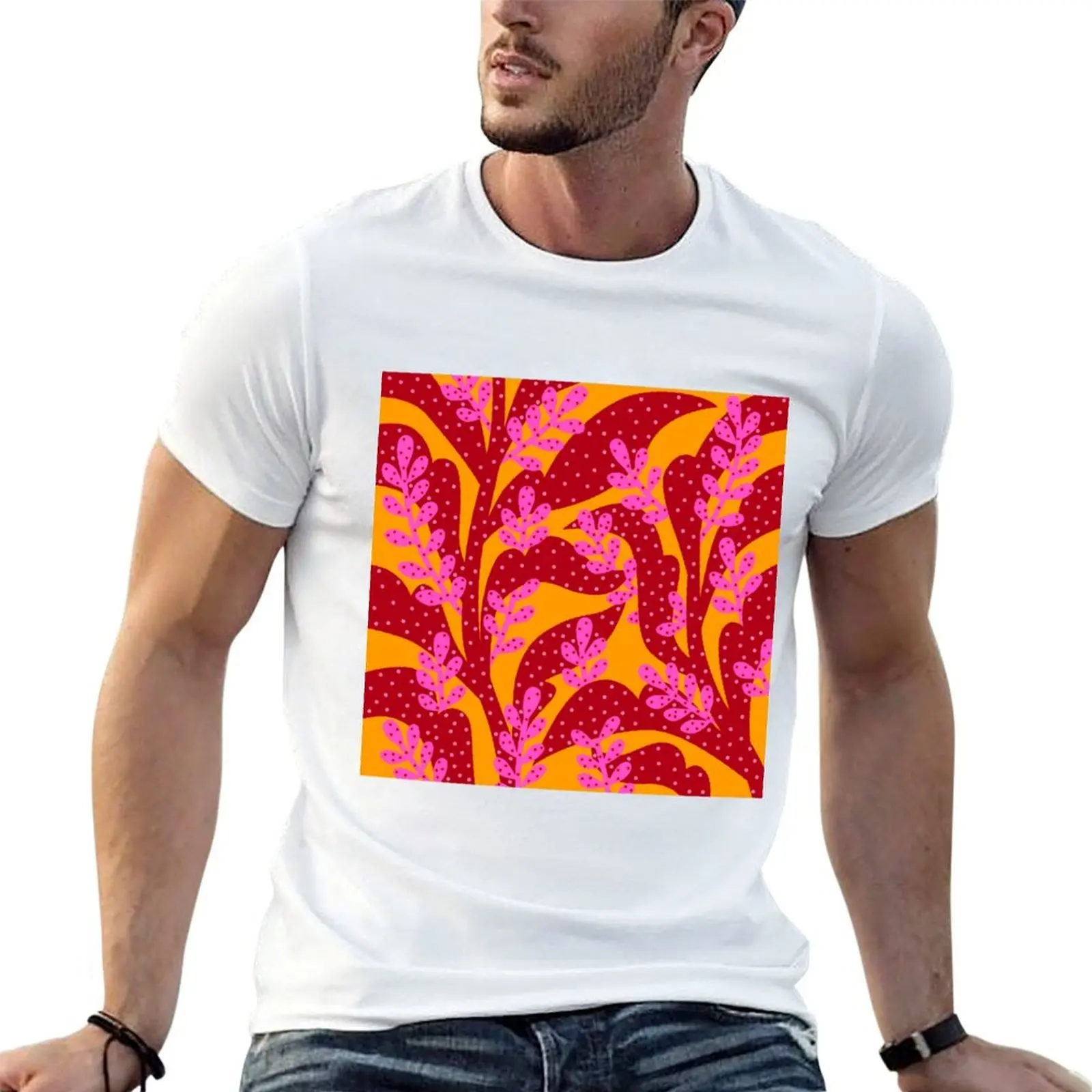 Orange Pink Flora T-Shirt boys animal print Louboutins men t shirt