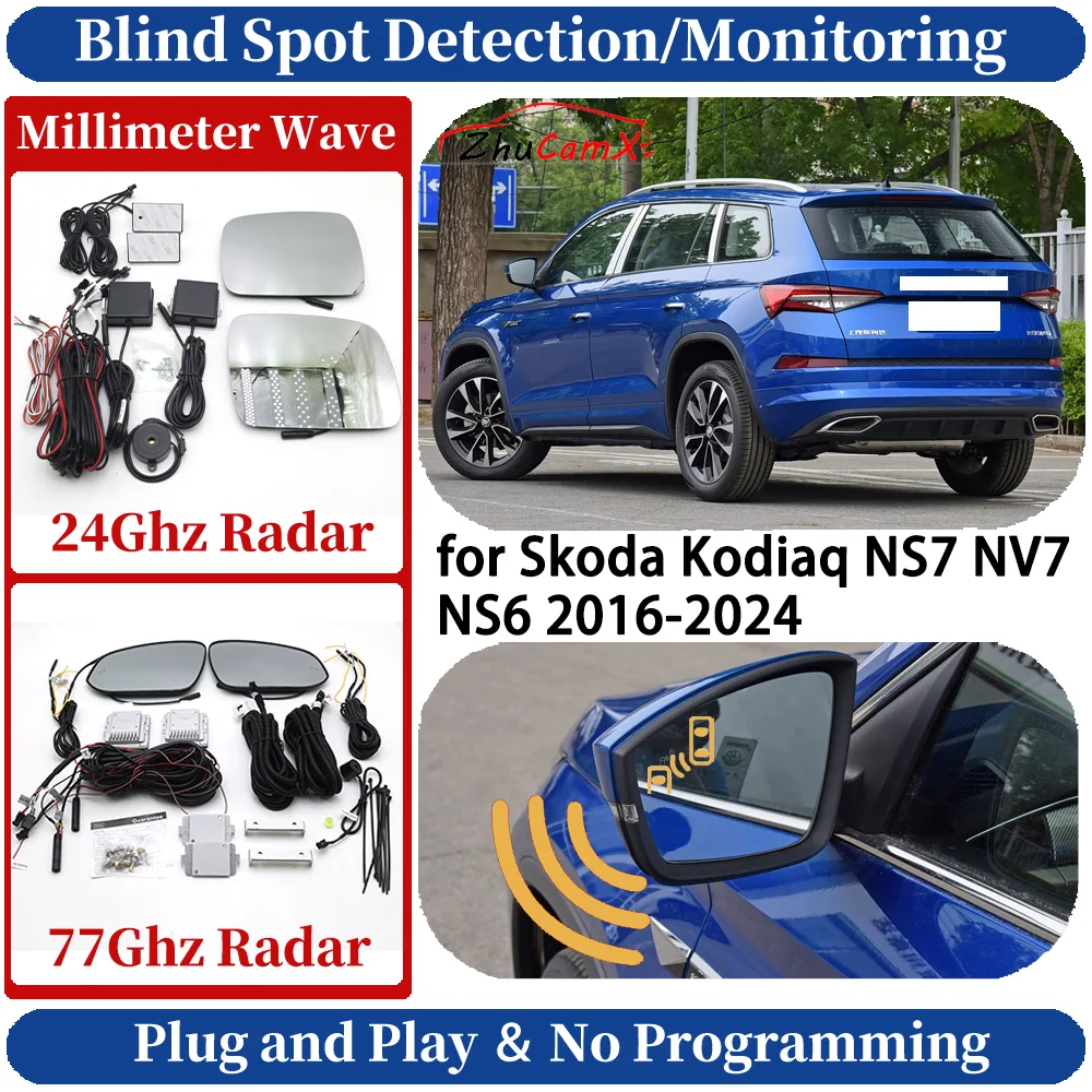 Car Blind Spot Monitoring/Detection System for Skoda Kodiaq NS7 NV7 NS6 2016-2024 Night Driving Side Lane Change Warning Assist