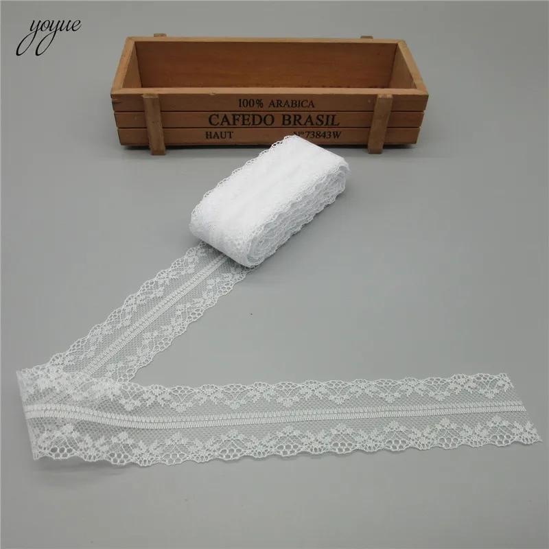 10 Yards White Lace Ribbon Tape 40MM Wide Trim DIY Handicrafts Embroidered Net Cord For Sewing Decoration african lace fabric