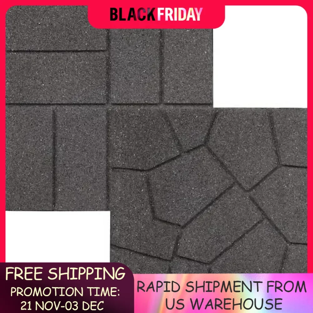 Garden floor, rubber double-sided rubber paving brick -16 "X 16" X 3/4 "(gray, 24 tiles), outdoor, balcony, garden floor