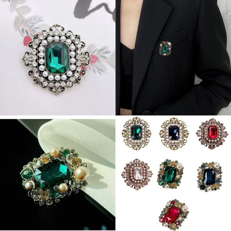 Elegant Clothing Fastener Fashion Accessory Clothing Jewelry Vintage Brooch Crystal Lapel Pin Gift for Woman Girls