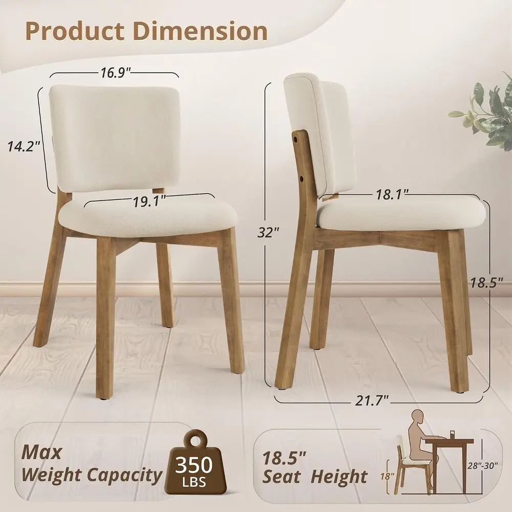 Wooden Dining Chairs Set o 4, Comortable Wide Back Kitchen Side Chairs, Strong Thick Legs or ern armhouse Dining Room, Linen Uph