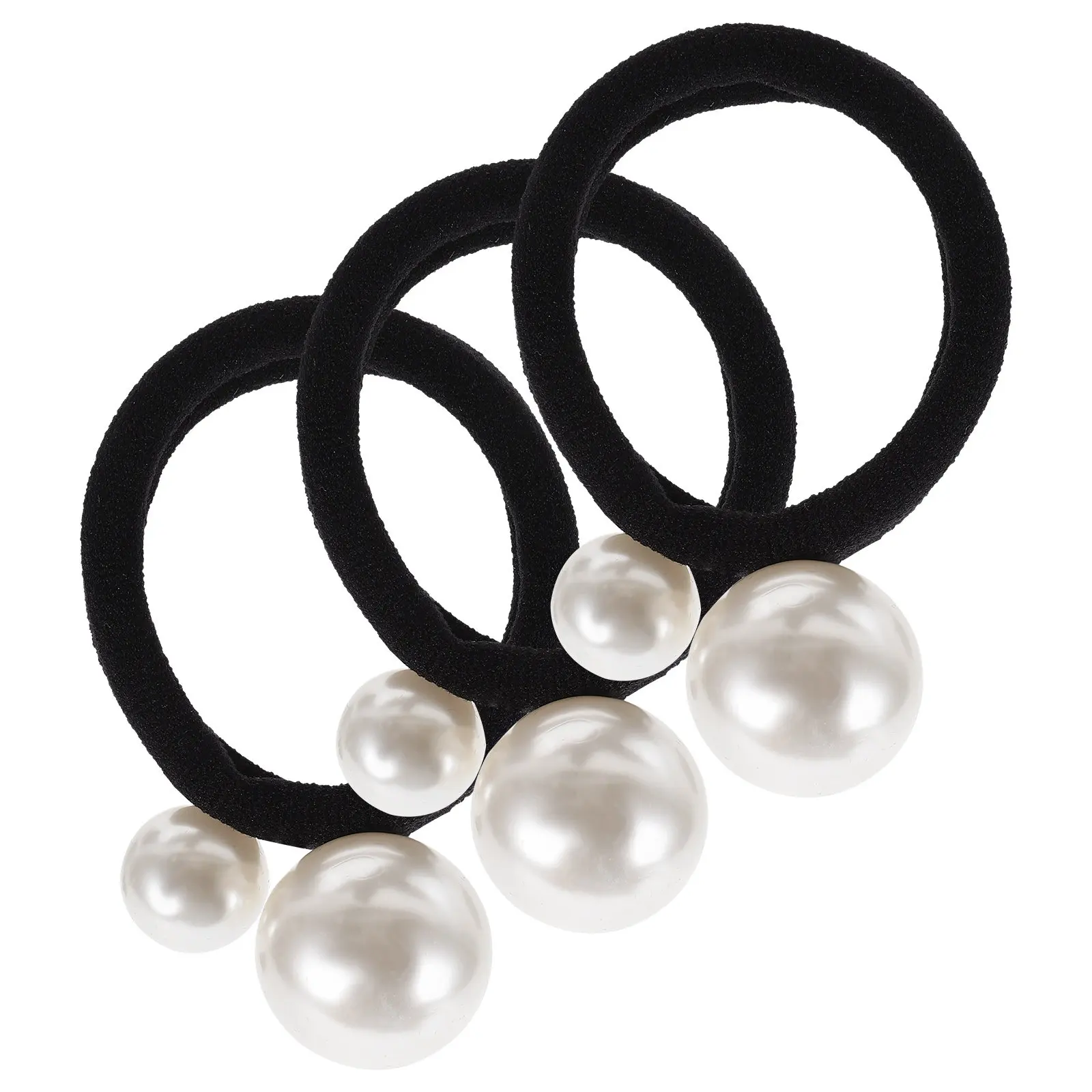 

3Pcs Pearl Hair Ties Elastic Ponytail Holders Set for Women Girls Elegant Hair Accessories Daily Wear Stylish Gift