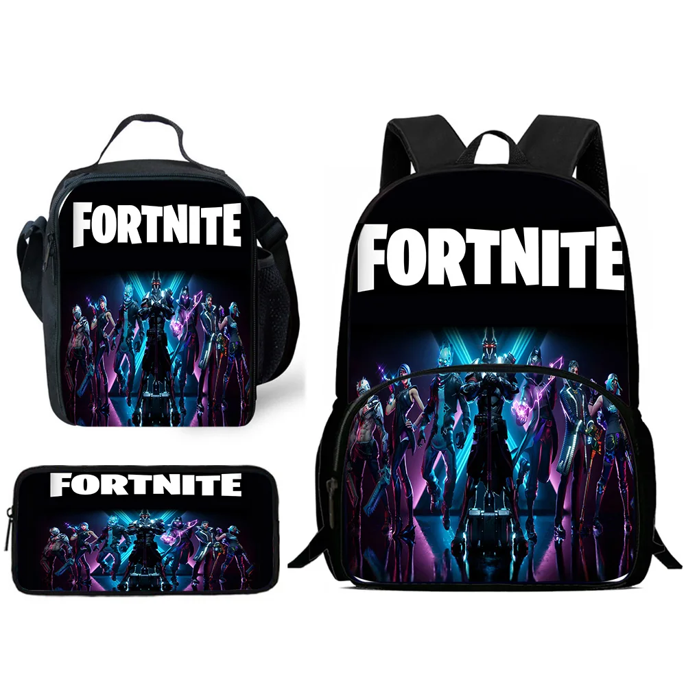 

Hot Game Child Backpacks Lunch Bag Pencil Case Pupil Large Capacity Design-F-FortniteS School Bags For Boy Girl Best Gift