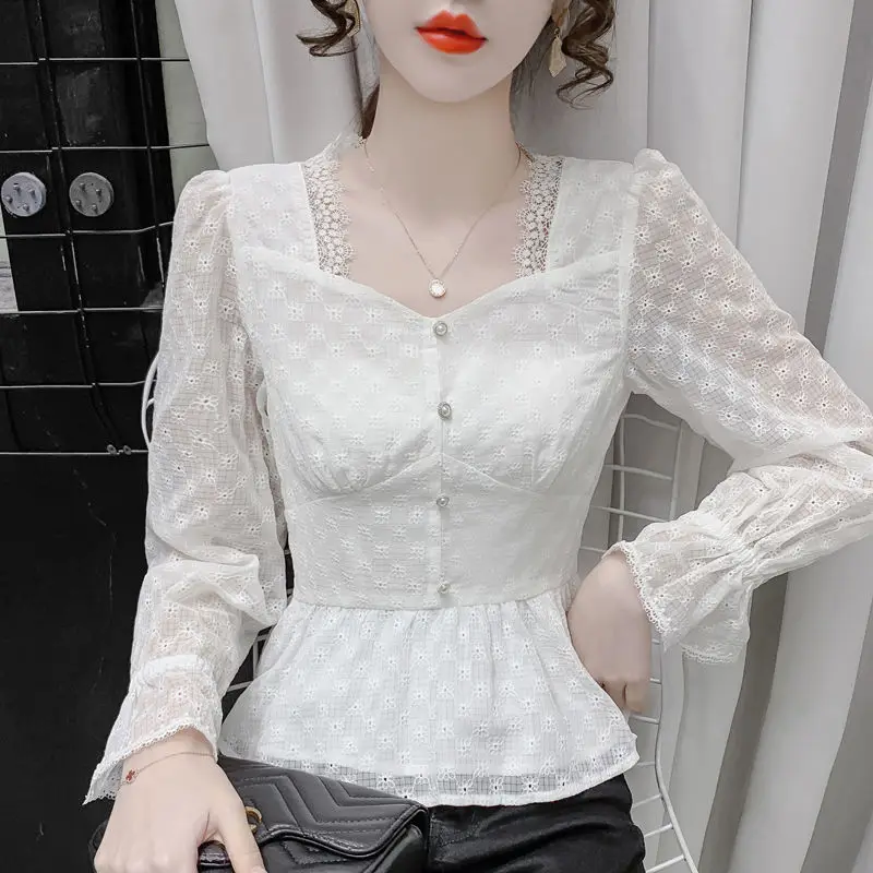 Chiffon Shirt Top Women New Design Niche Palace Style V-neck Shirt Western Style Small Shirt for Women