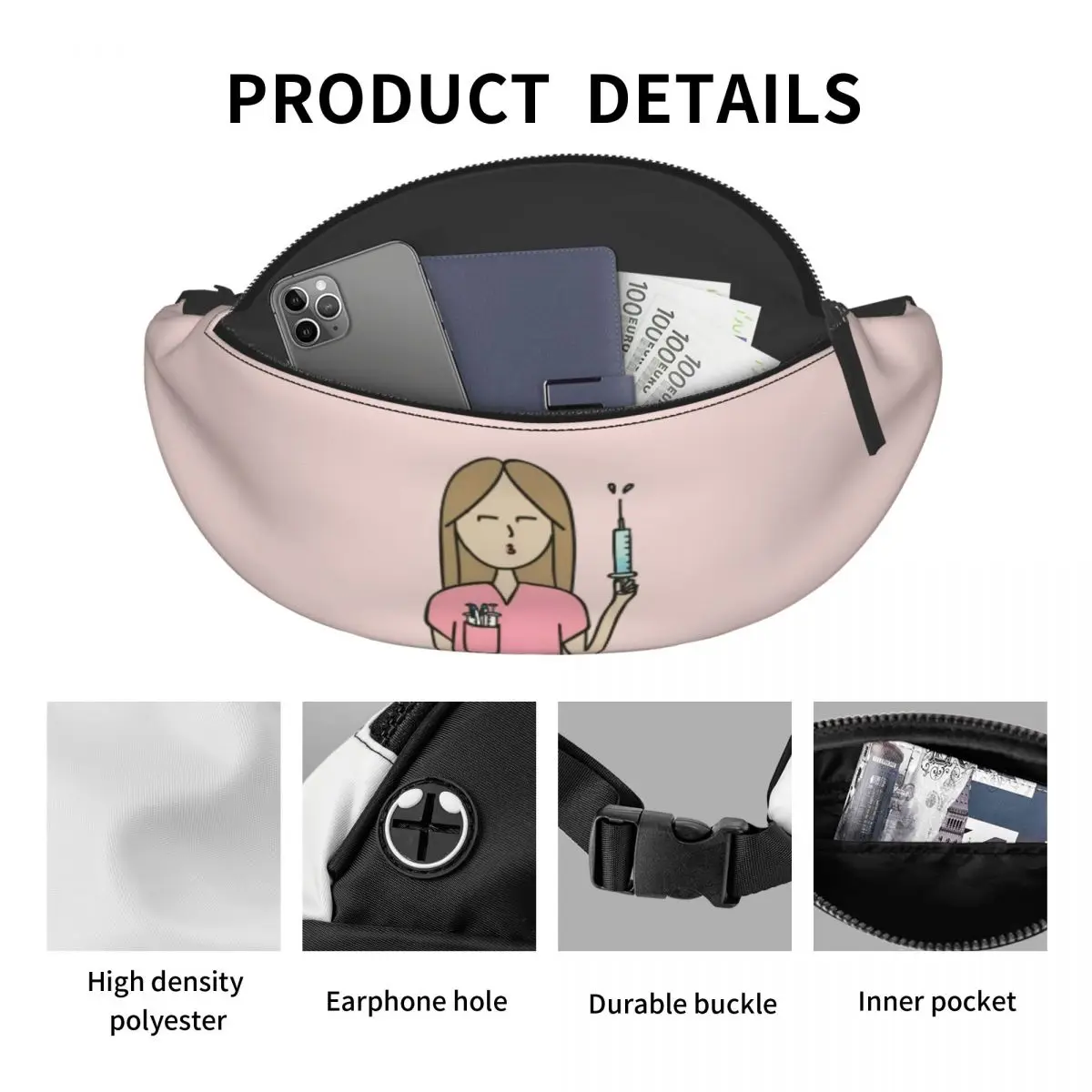 Custom Enfermera En Apuros Doctor Nurse Medical Fanny Pack for Men Women Cool Crossbody Waist Bag Traveling Phone Money Pouch