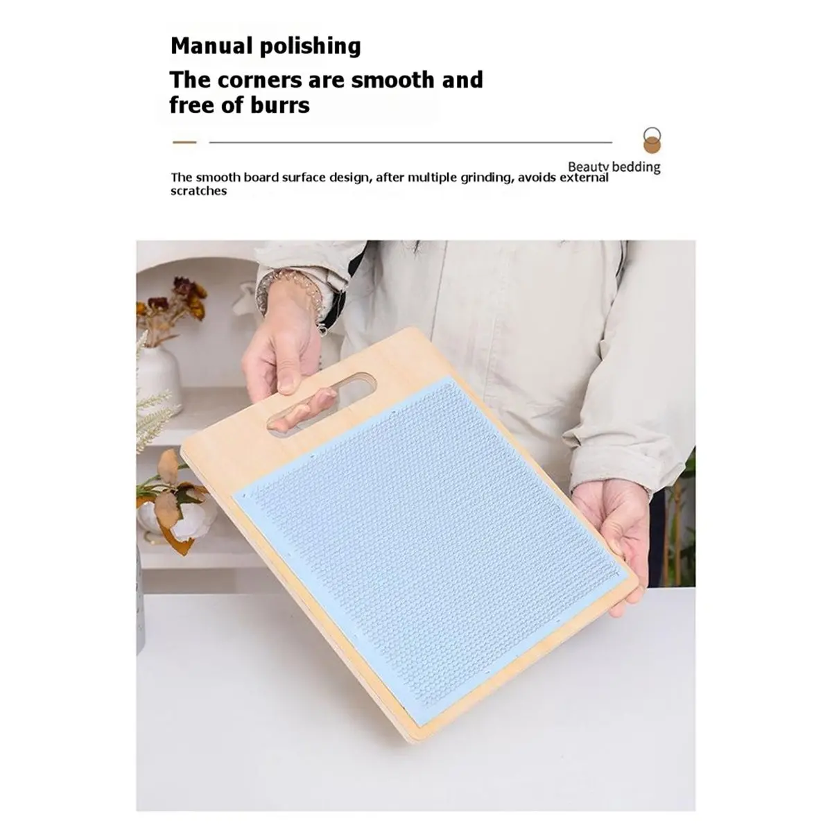 Wool Blending Board Wooden Backing Yarn Board Includes 2 Dowel Rods for Easy Drafting & Rolag Removal.