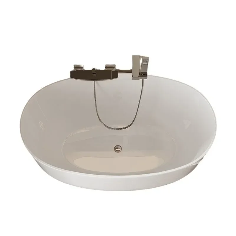 

Acrylic milk white Japanese deep bubble oval bathtub simple independent sitting bath household small apartment