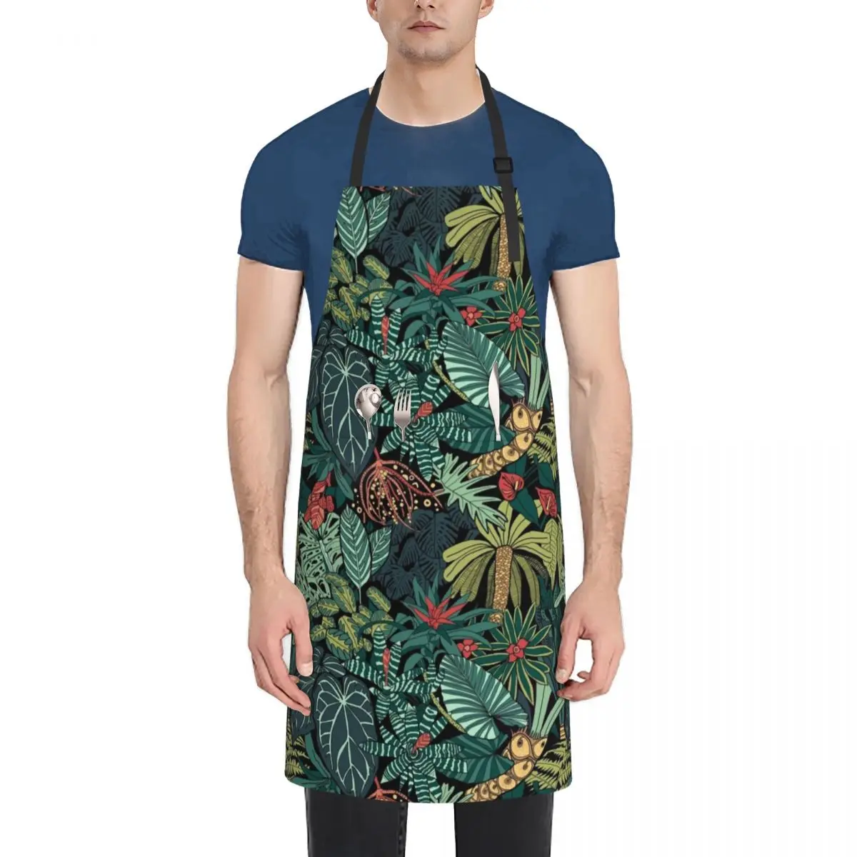 Jungle Leaves Pattern/ Tropical Rainforest Apron men's barbecue chefs Useful Things For Kitchen with personal logo Apron