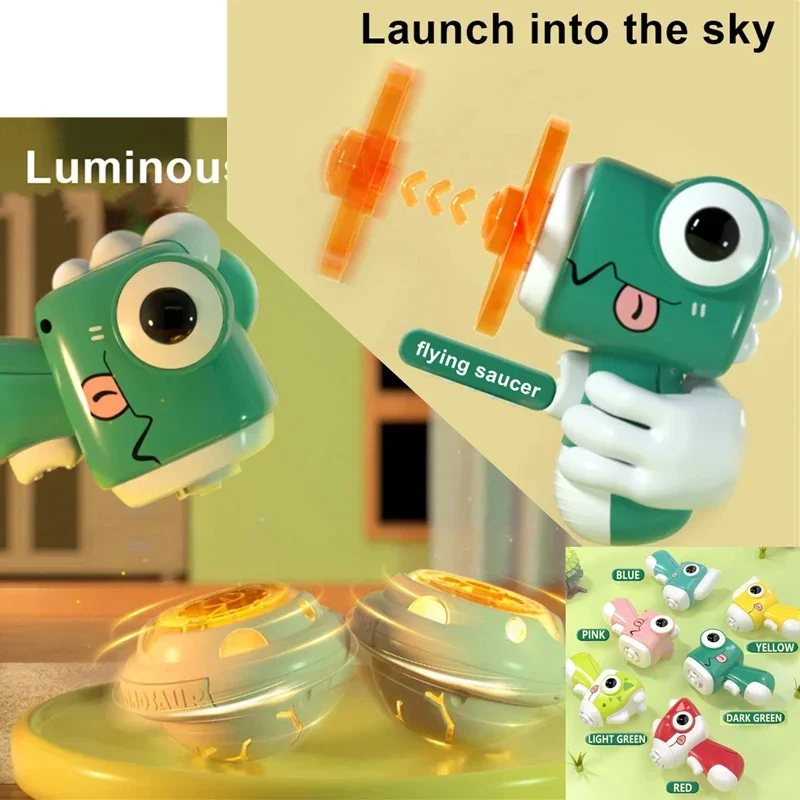 Kinderen Cadeaus Kids Gyro Gun Speelgoed Knipperend Roterend Gyro Geweer Buiten Vliegend Speelgoed Lichtgevende Dinosaurus Zacht Licht Effect Gyropistool