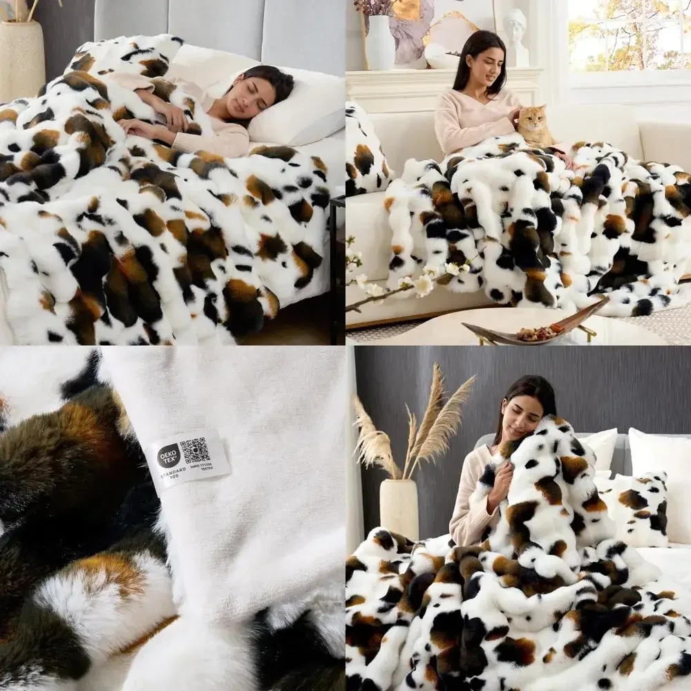 

Плюшевый плед с коровьим принтом из искусственного меха, мягкий плюшевый чехол для дивана, 60x80 для спальни и гостиной