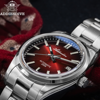 ADDIESDIVE Sapphire Men Automatic Watch Fashion Gradient Red Stainless Analog Watch 100m Waterproof BGW9 Luminous Luxury Watches