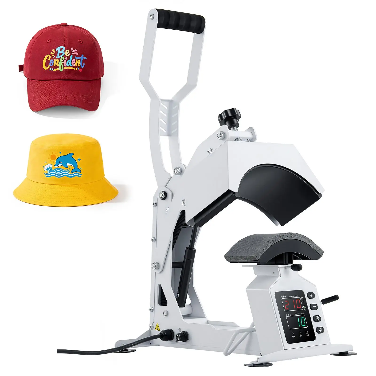 Hat Heat Press Machine, 8.5 x 4 in Large Heating Plate, with Caps Stretcher, Precise Temperature & Time Control, Heat Press for