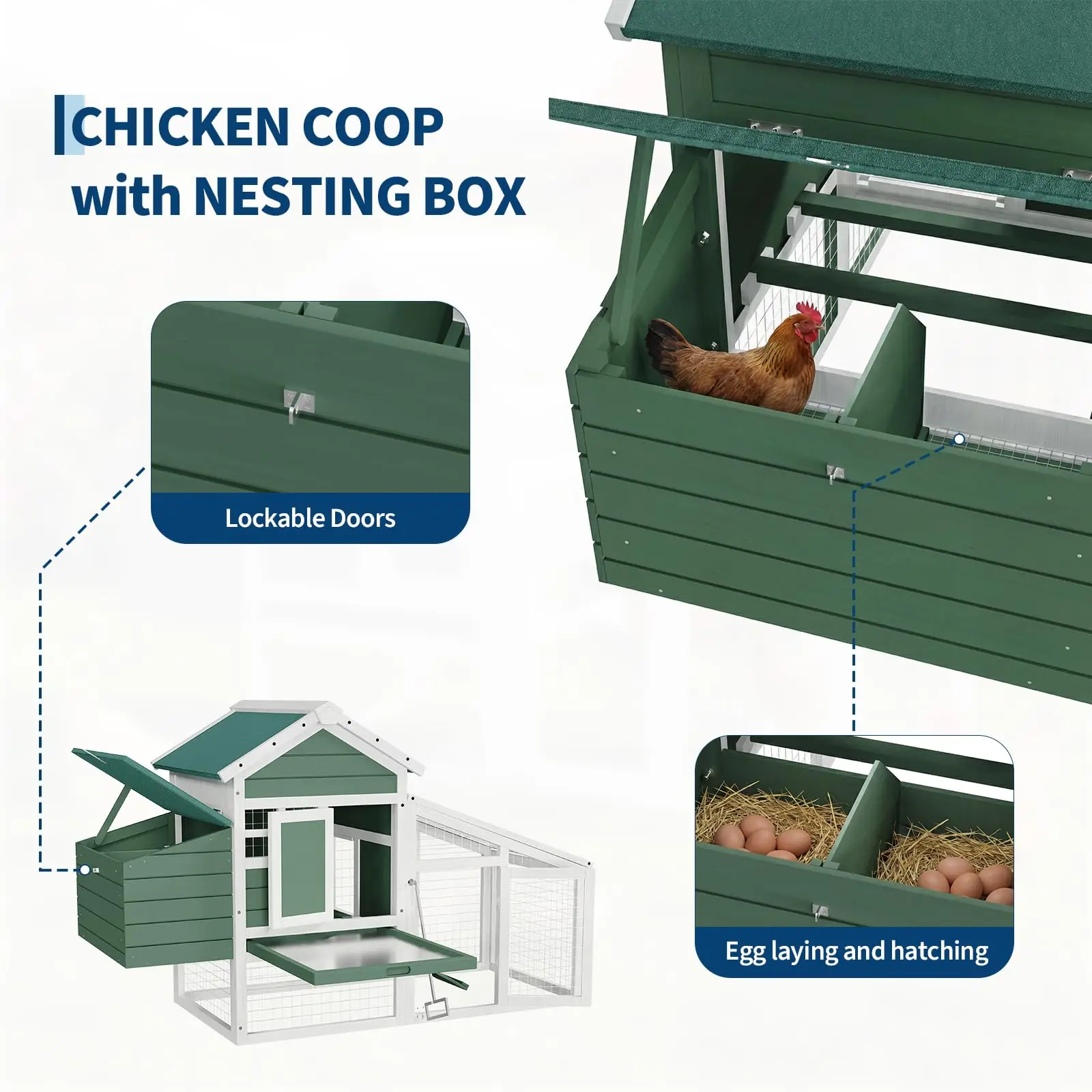 Wooden Chicken Coop With Nesting Box Outdoor Hen House
