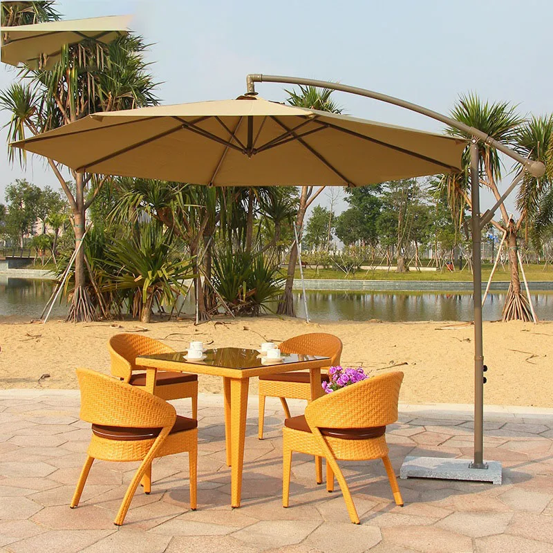 Outdoor Table And Chair With Umbrella Rattan Chair Balcony Leisure Courtyard Garden Furniture Set Outside Furniture
