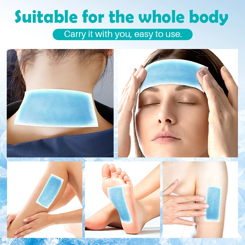 3 個冷却ジェルパッチボディマッサージ緩和偏頭痛頭痛発熱筋肉痛捻挫に最適子供向け A2202