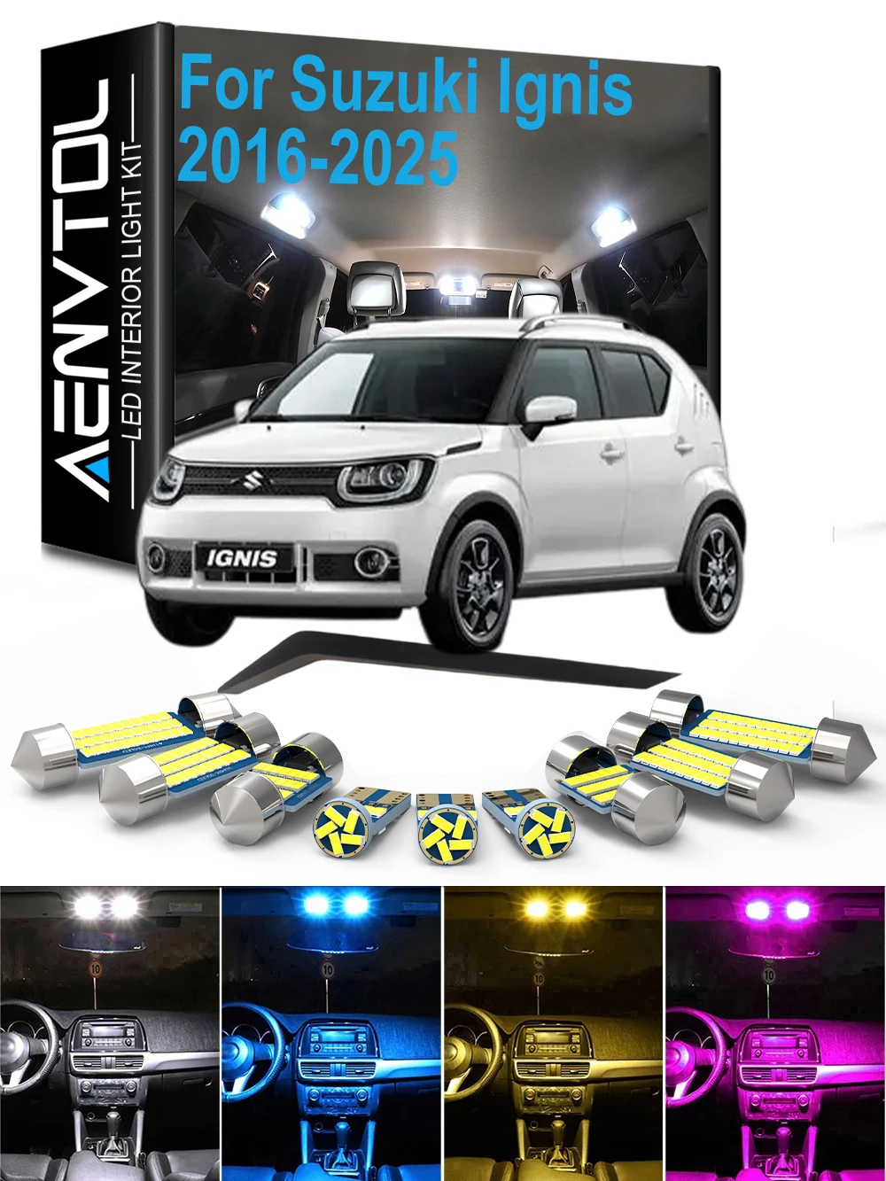 LED Bulb Interior Dome Map License Plate Light Kit 7Pcs For Suzuki Ignis 2016 2017 2018 2019 2020 2021 2022 2023 2024 2025