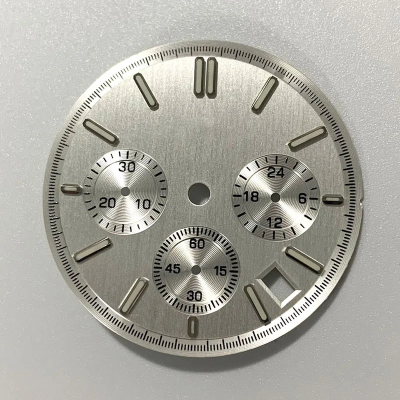 31.8 مللي متر ساعة الطلب مع ساعة الأيدي أشعة الشمس مضيئة كرونوغراف الوجه 6 الأيدي صالح كوارتز VK63 ساعة وجوه الحركة التلقائية