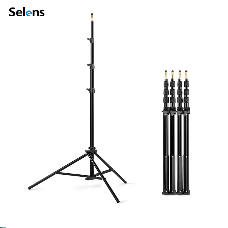 Selens Interlocking Light Stand 2.6/3.3m Aluminum Stackable Lamp Holder Tripod for Softbox Photo Studio LED Light /Panel  Live