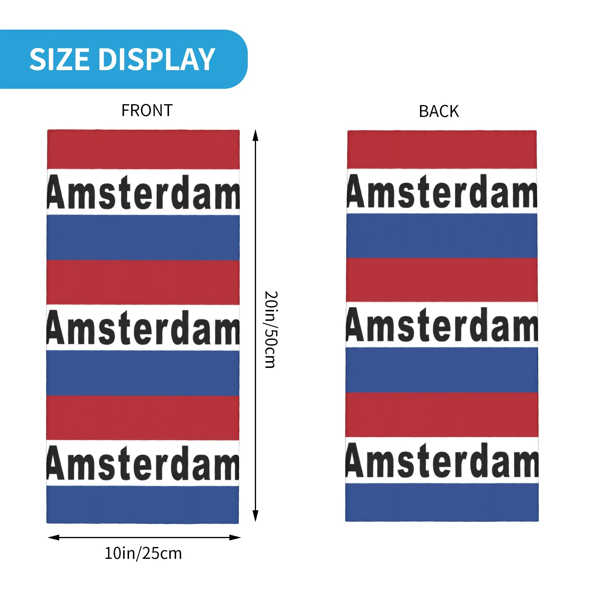 Custom Amsterdam in the Netherlands Flag Poster Bandana Neck Gaiter for Hiking Camping Men Women Wrap Scarf  Balaclava Warmer