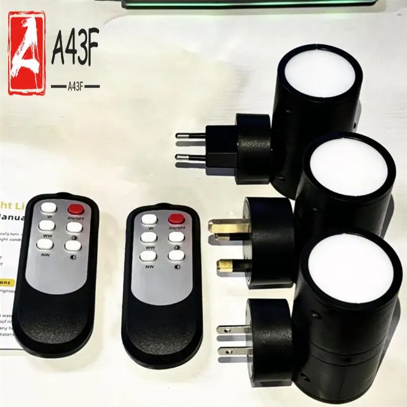 

A43F-LED Night Lights Plug Into Wall 3 Colors With Remote Control Dimmable Night Lights For Hallway Bedroom Stairs