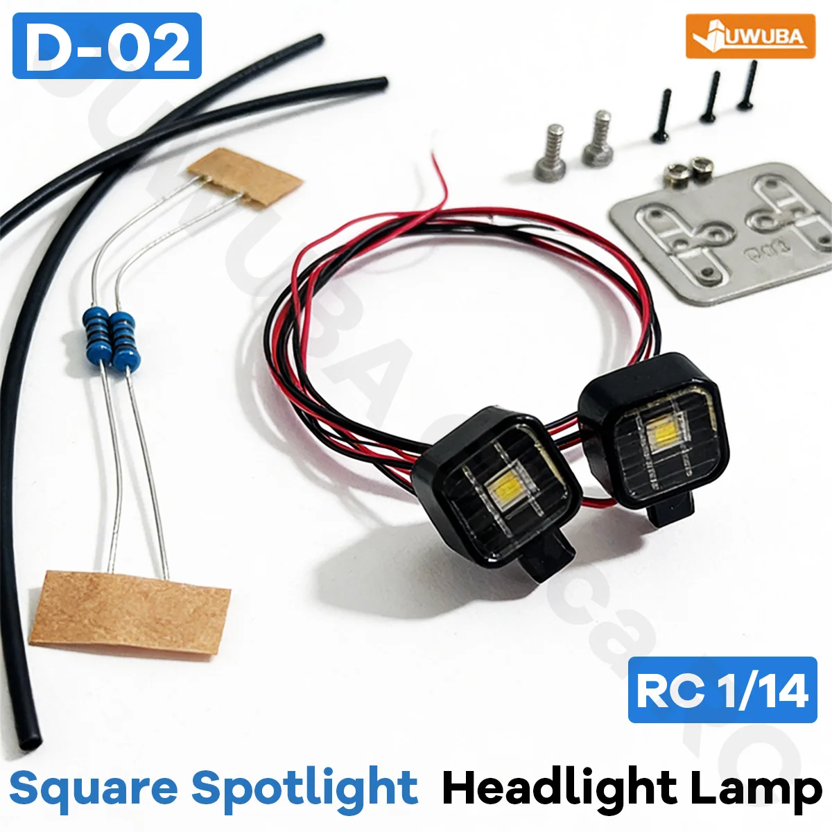 LED Square Spotlight Headlight Lamp CDD-D02 Black For 1/14 Tamiyaa dump Truck Tractor Tipper SCANIAA JUWUBA Toy Model Parts