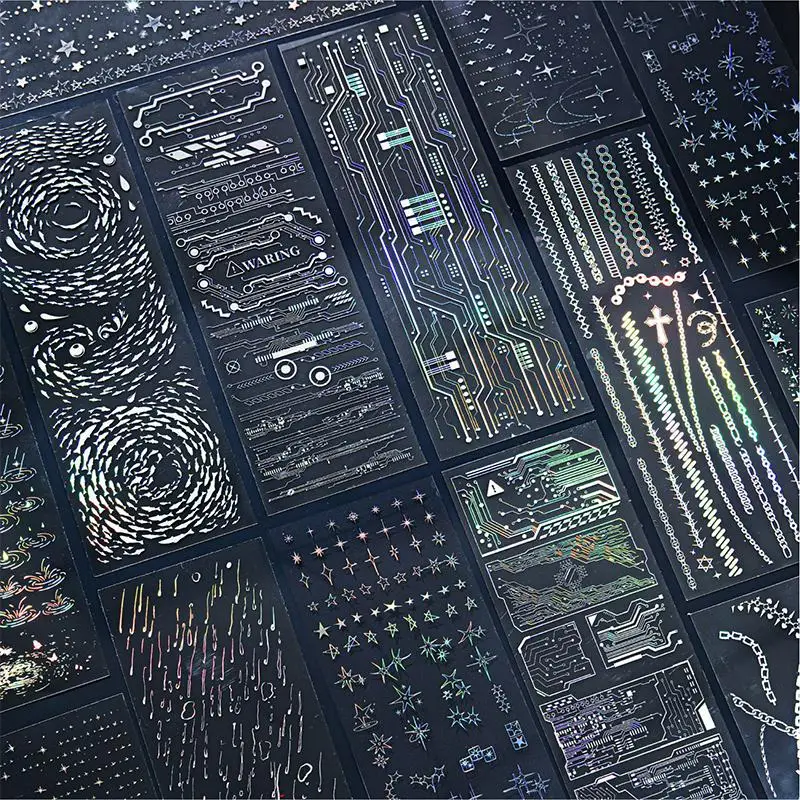 NEW 3Sheets/pack Kawaii PET Laser Silver Stickers DIY Diary Phone Case Handmade Scrapbook Aesthetic Stickers Student Stationery
