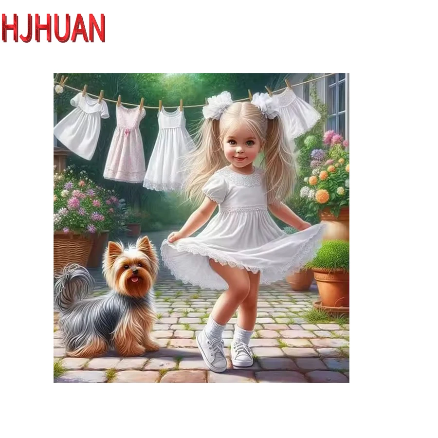 الماس اللوحة الملائكة والكلاب عبر غرزة كامل جولة/مربع لوحات الماس التطريز diy عبر غرزة فسيفساء ديكور المنزل #1