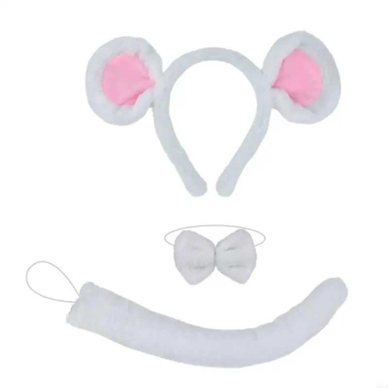 831A Animal Cosplay Costume Child Mouse Cosplay Set Including Headband Tail Bowtie and Nose