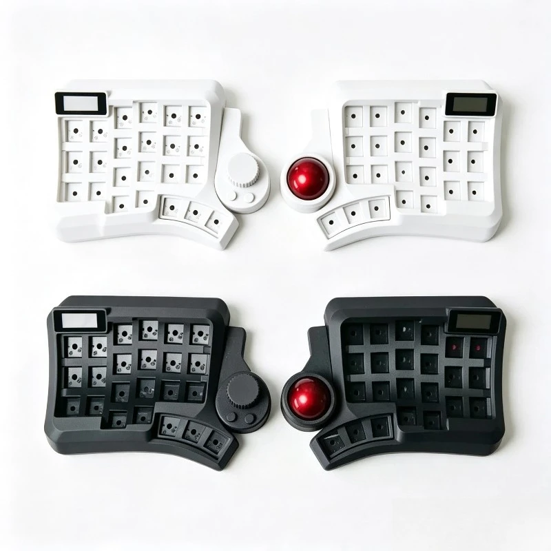 Bluetooth Curved Split Keyboard with PMW3610 Trackball Custom 3D Printing Shell Dual Mode Nice View Screen Separate Keyboard ZMK