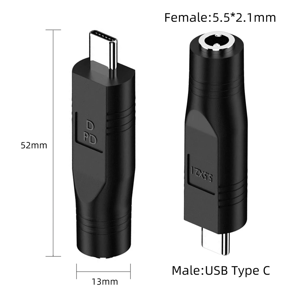 1/2PCS PD100W USB C ชายไป DC หญิงอะแดปเตอร์สายไฟสําหรับ Starlink Mini Connector Charge Barrel Jack Power Adapter