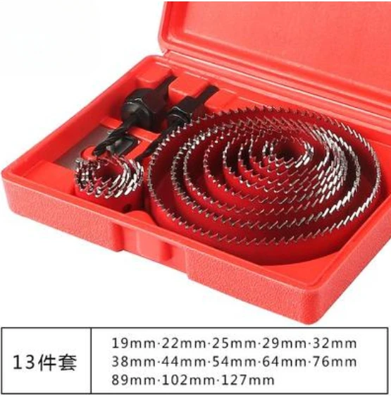 13Piece Hole Saw Set Woodworking Drill Bit Set Plasterboard Drilling Tools 19-127mm