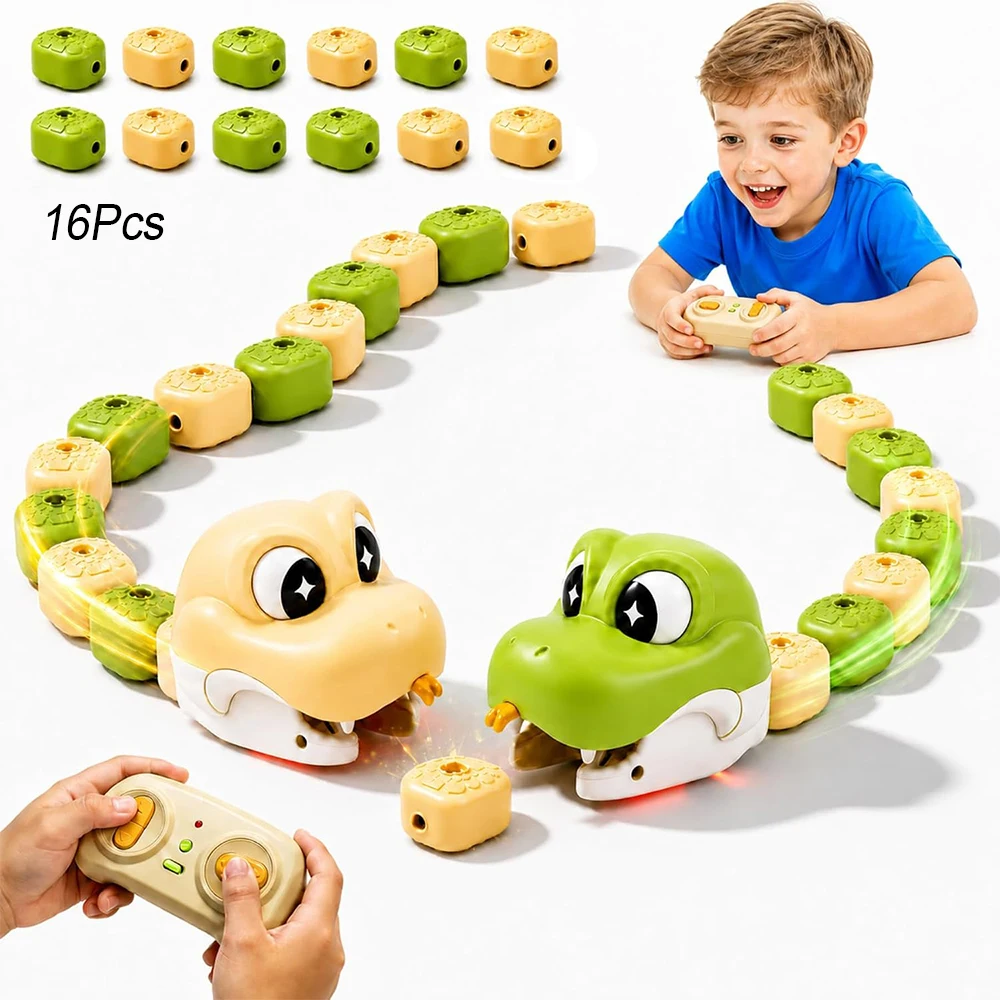 Magnetic Snake Game Toy Eating Itself with Sound & Light for Kids Gift, Magnetic Snake Blocks Included,Remote Control Snake Toys
