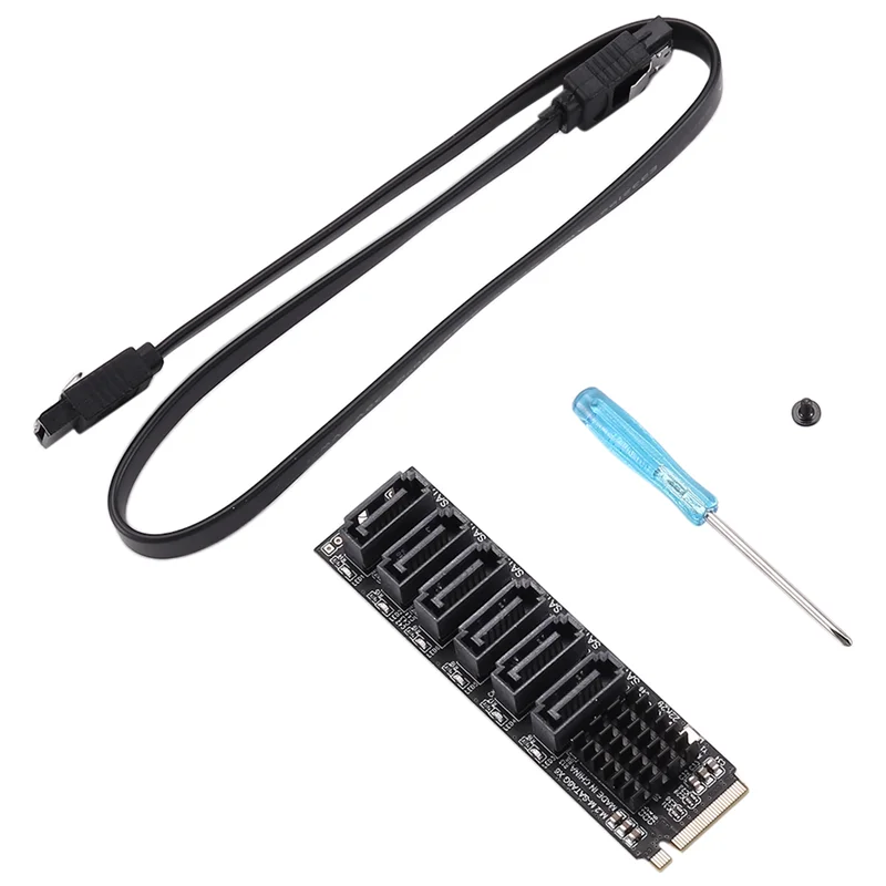 

AX83-M.2 MKEY PCI-E Riser Card M.2 NVME To SATA3.0 PCIE To SATA 6Gpbsx6-Port Карта расширения ASM1166 Поддержка функции PM