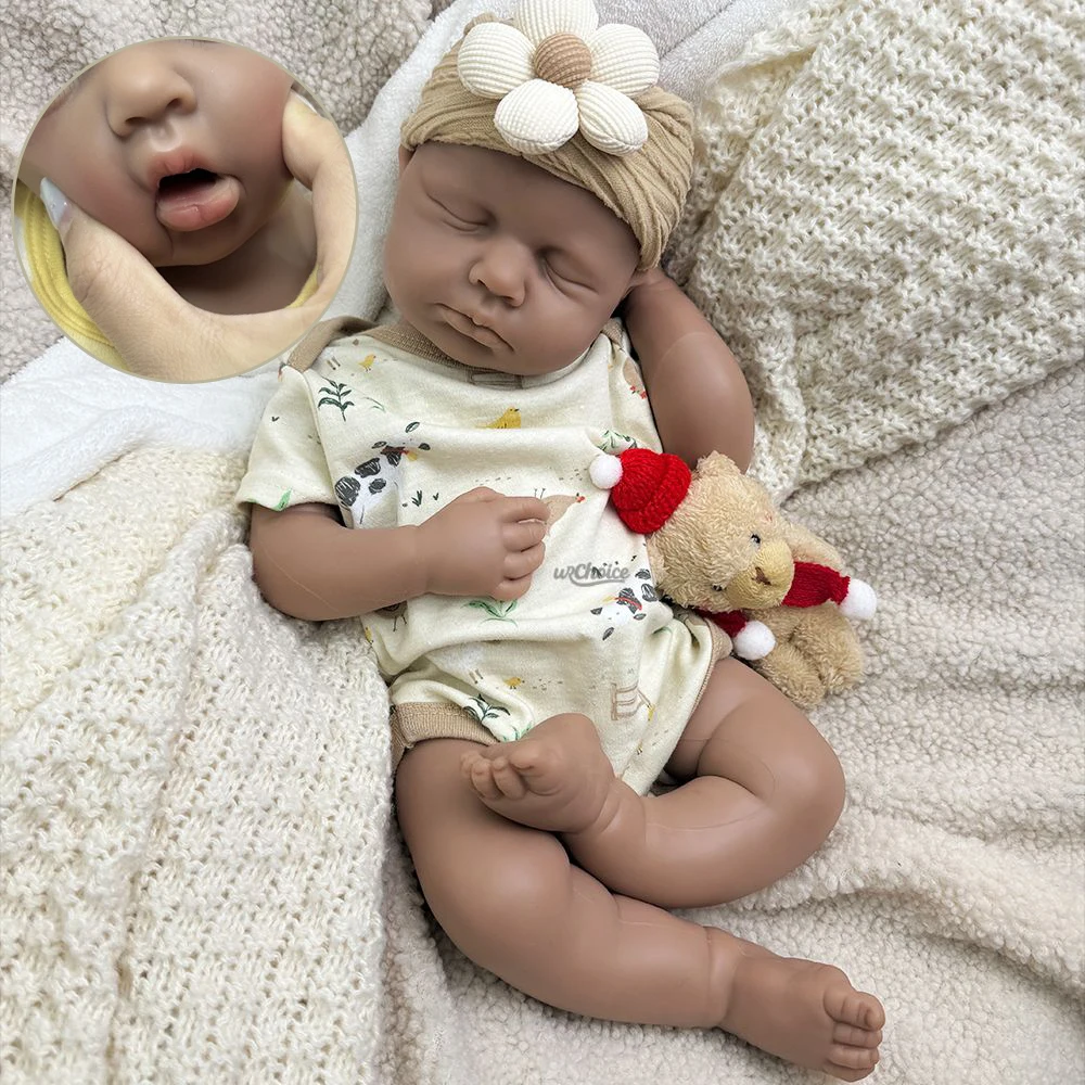 

50cm Open Mouth Baby Loulou Lifelike Silicone Reborn Girl/Boy Soft Handmade Weighted Easy to Clean Doll for Artist Collector