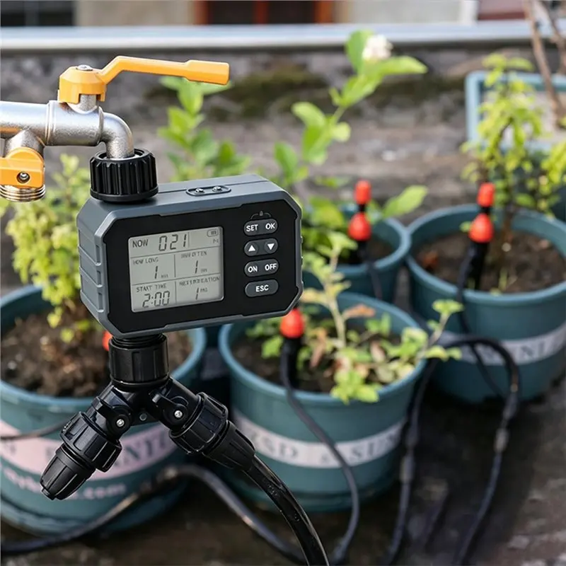N04R Automatic Hose Irrigation Smart Solar Sprinkler Timer Rechargeable Water Timer With Rain Sensor For Garden Lawn Yard