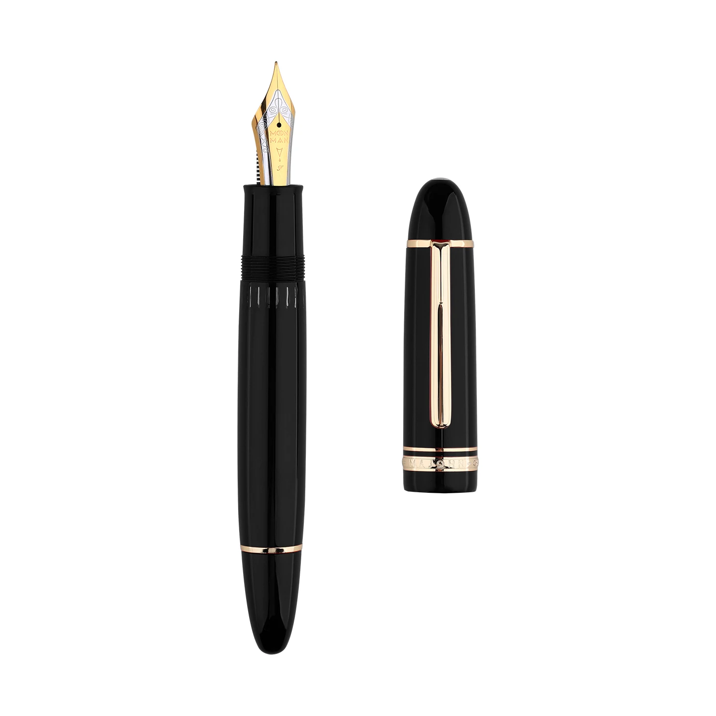 MAJOHN P141 Resin Piston Fountain Pen NO.8 F Nib, with Ink Windows Large Capacity Ink Writing Pen for Office School Supplies