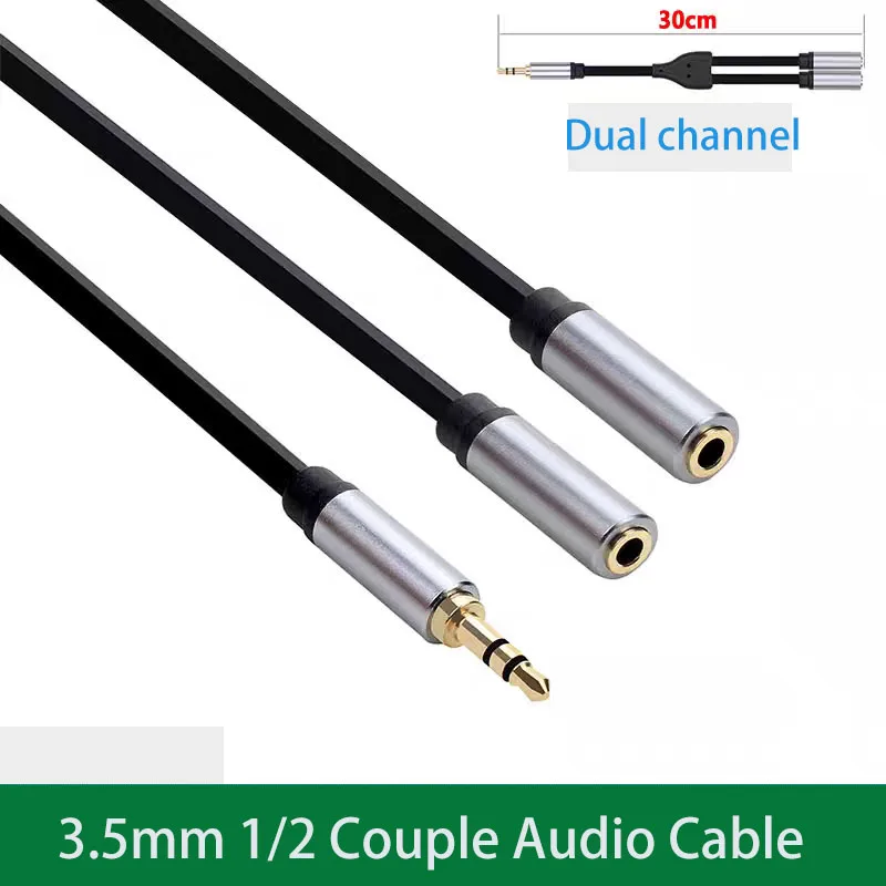 

3.5mm One To Two Audio Cable, One Male To Two Female Couple Headphone Splitter, 3.5 Mobile Live Streaming AUX Speaker