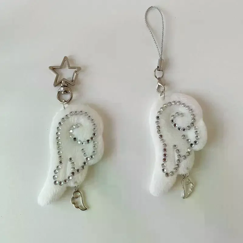 

Y2K Angel Mobile Phone Chain Ornament Decoration Accessories Gifts INS Style Retro Fabric Star Chain Wing Pendant Keychain