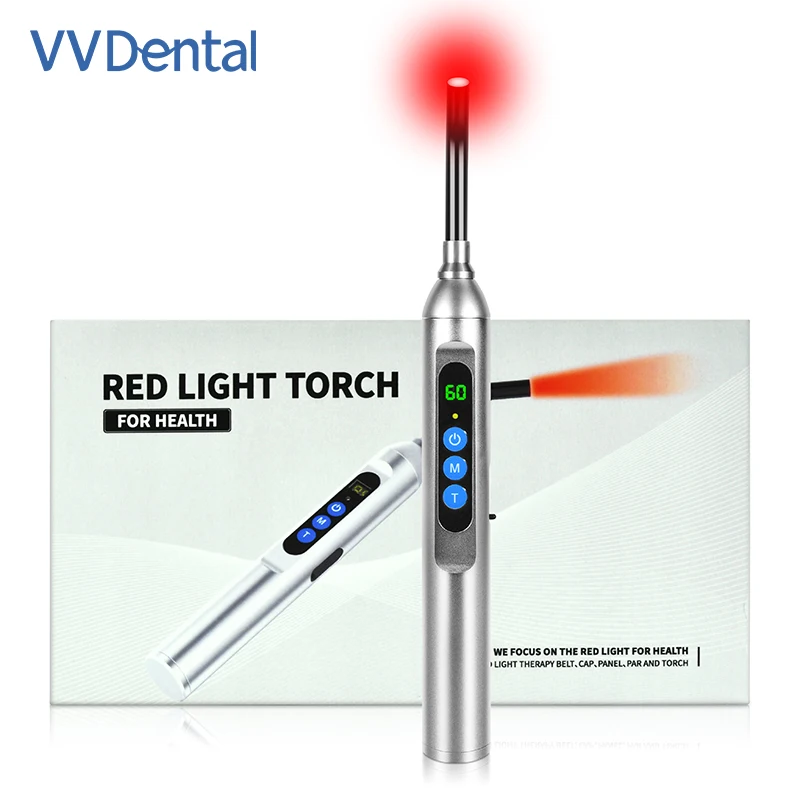 

VVDental Red Light Therapy for Cold Sore and Canker Sore For Pain Relief Skincare Wand Infrared Therapy Machine Stainless Steel