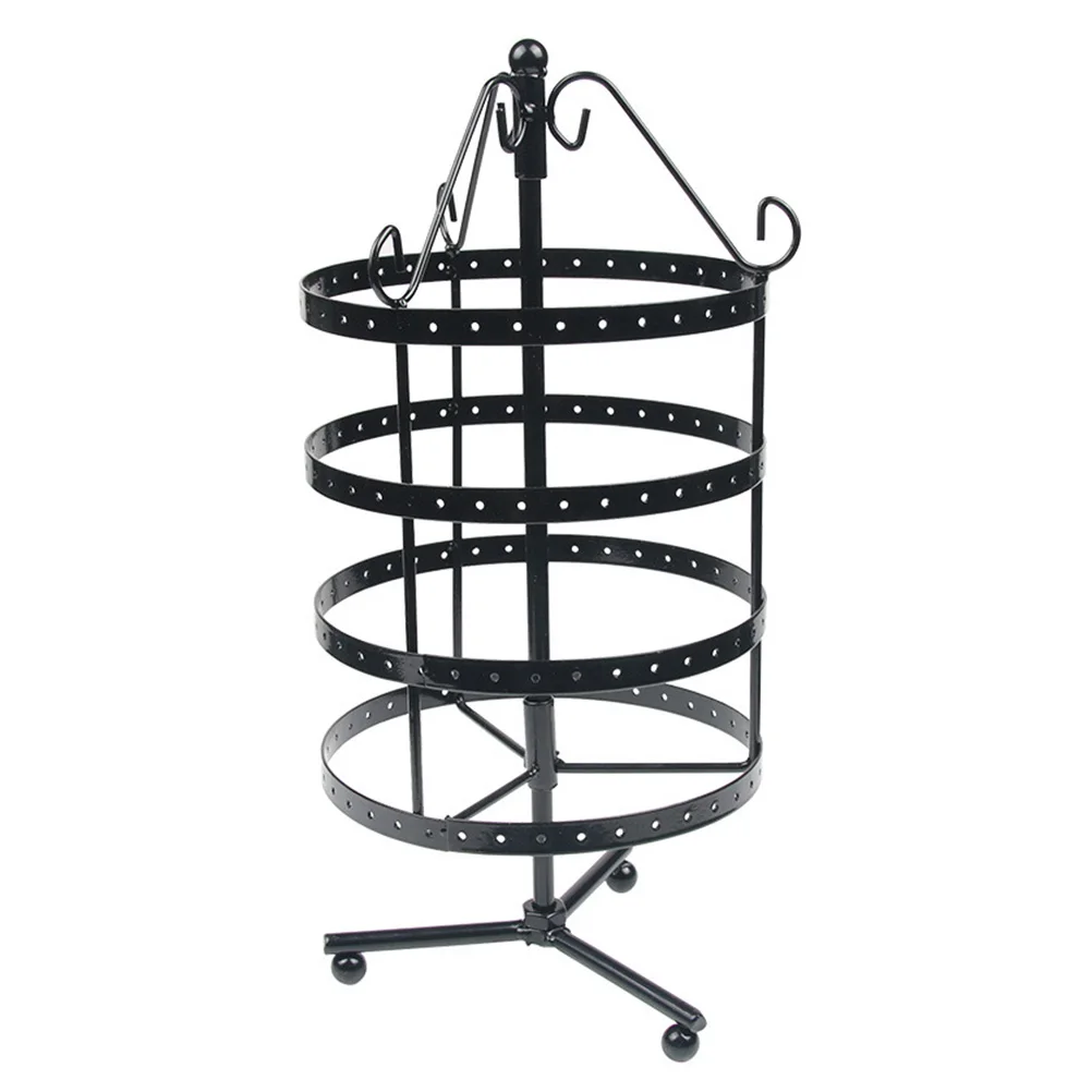 

Metal Four-layer Earrings Organizer Rotating Pedestal Jewelry Display Necklace Display Rack Earring Storage Tree Jewelry Holder(